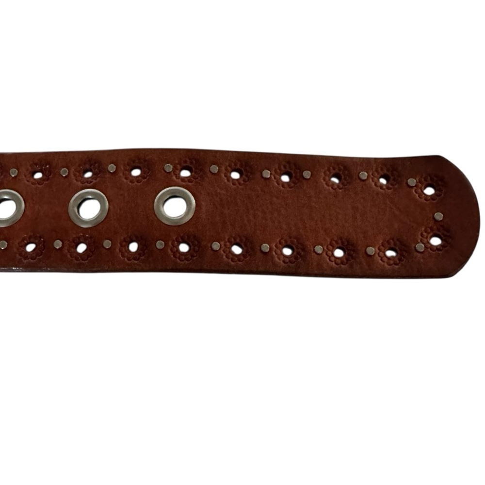 Fossil Flower Tooled Leather Western Style Belt Cowgirl Size Large - Picture 9 of 11